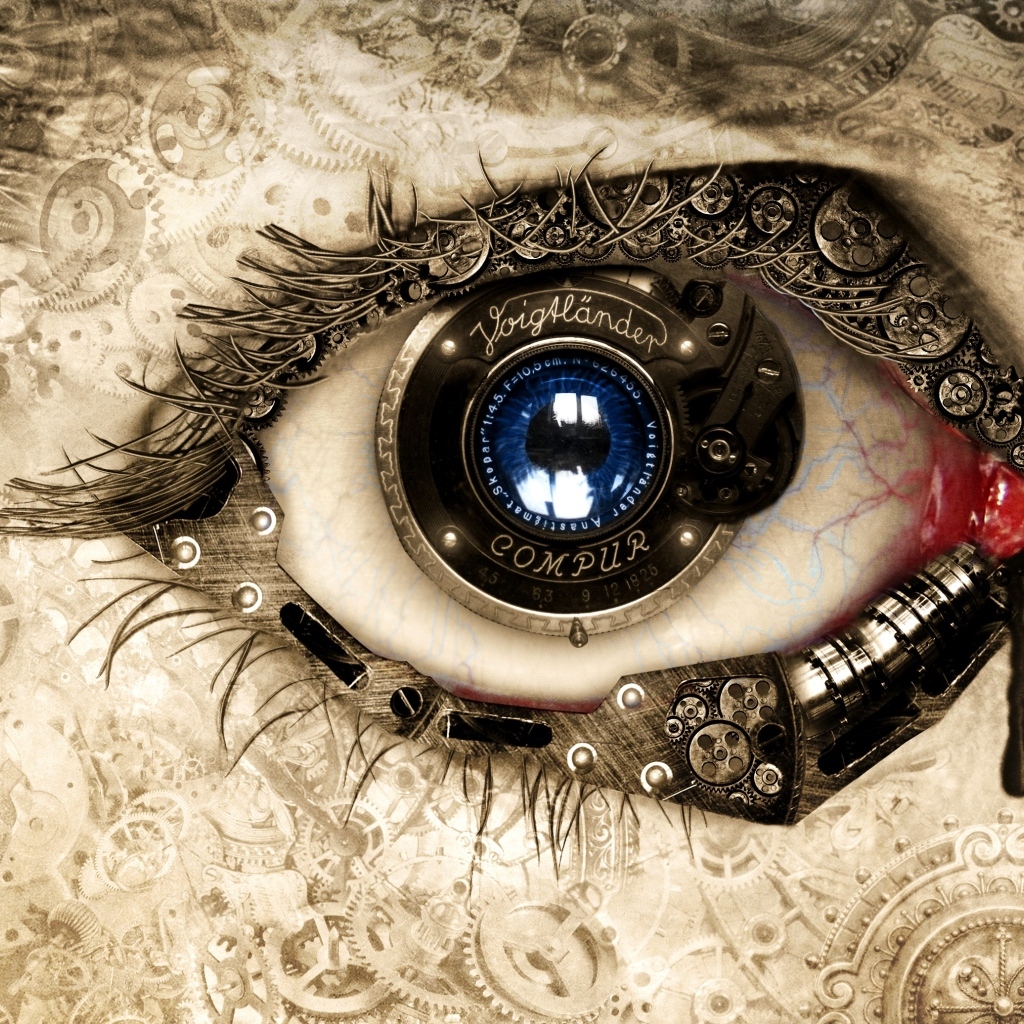 Механический 3д глаз девушки