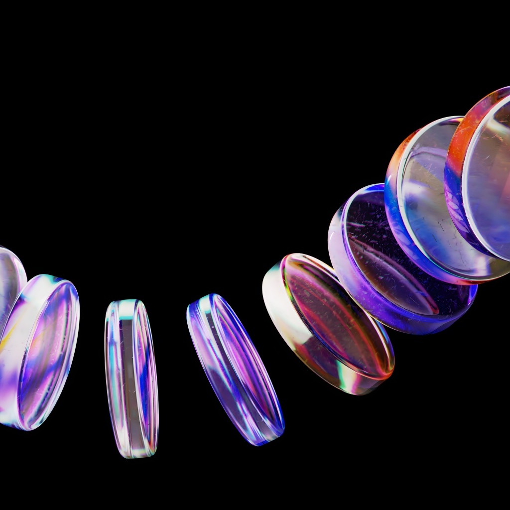 Неоновые стеклянные круги на черном фоне