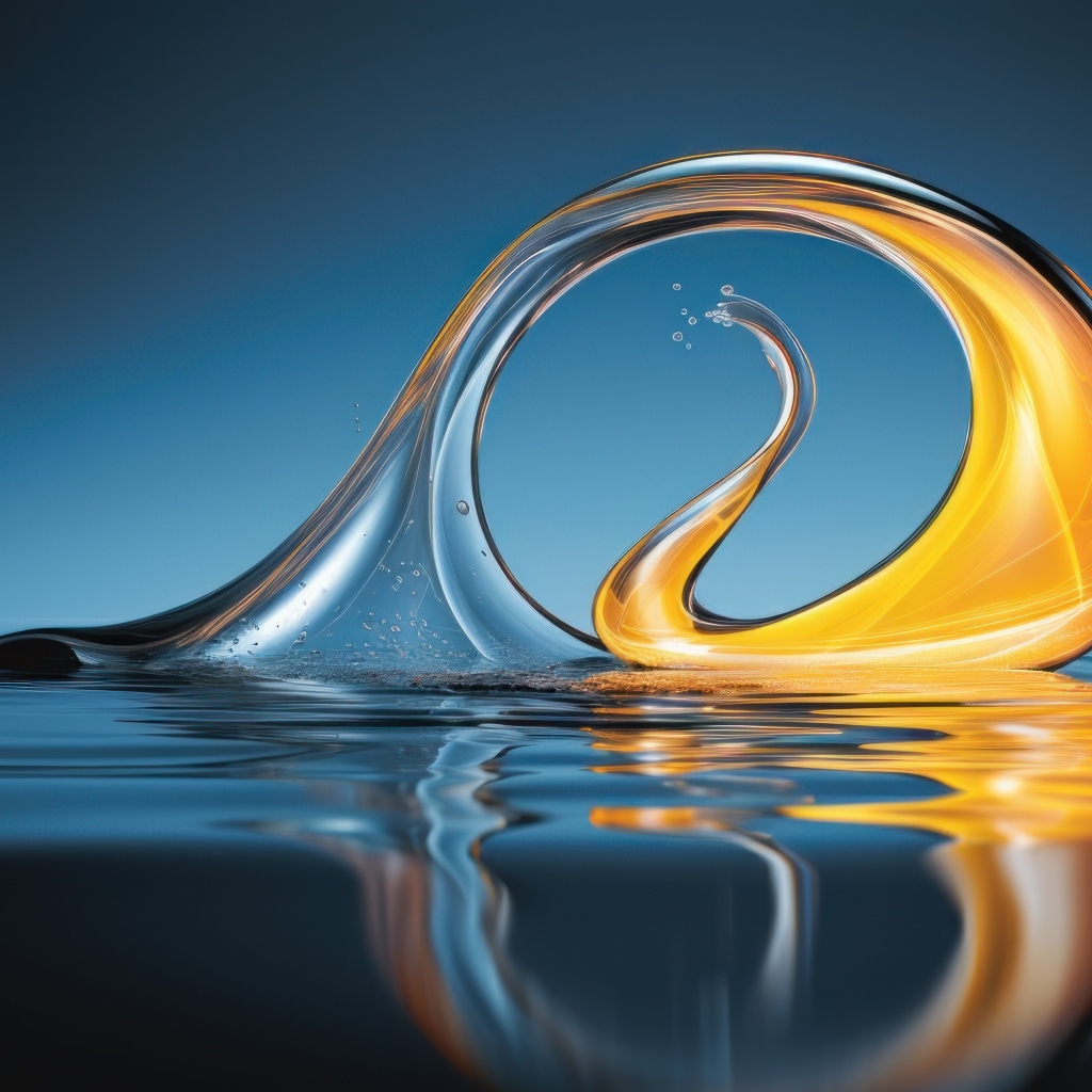 Оранжевая абстрактная волна в воде 