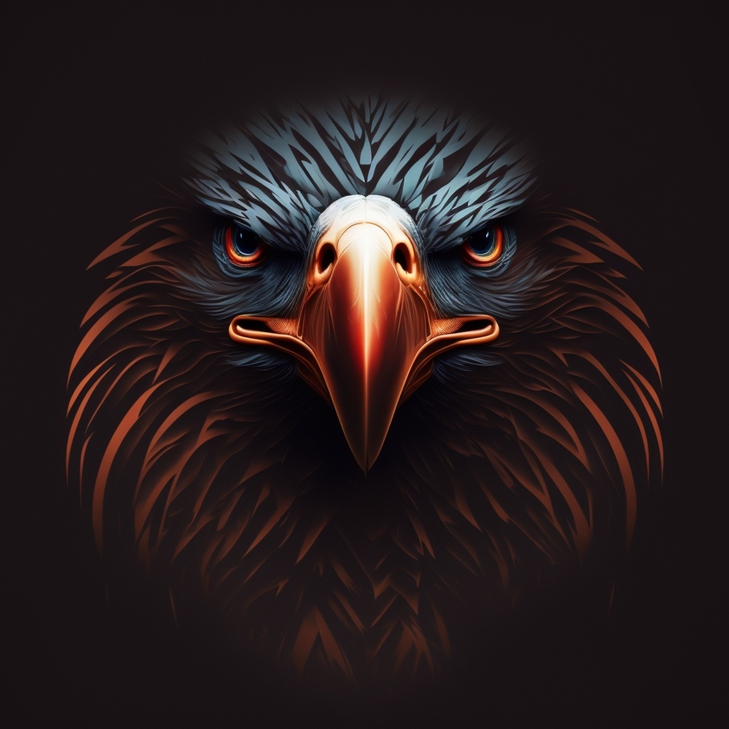 Нарисованная голова орла на черном фоне