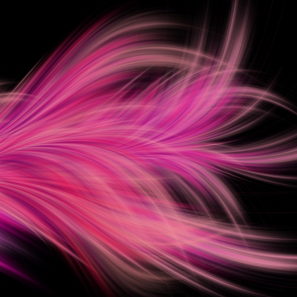 Розовое фрактальное перо на черном фоне