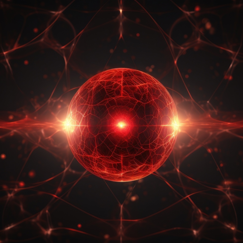 Красная космическая сфера с яркой вспышкой