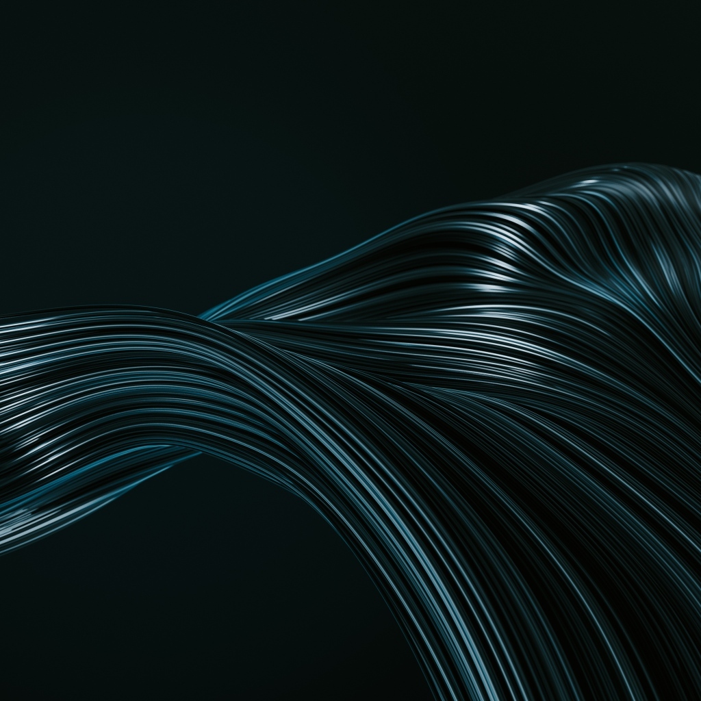 Плавные волнистые линии на черном фоне