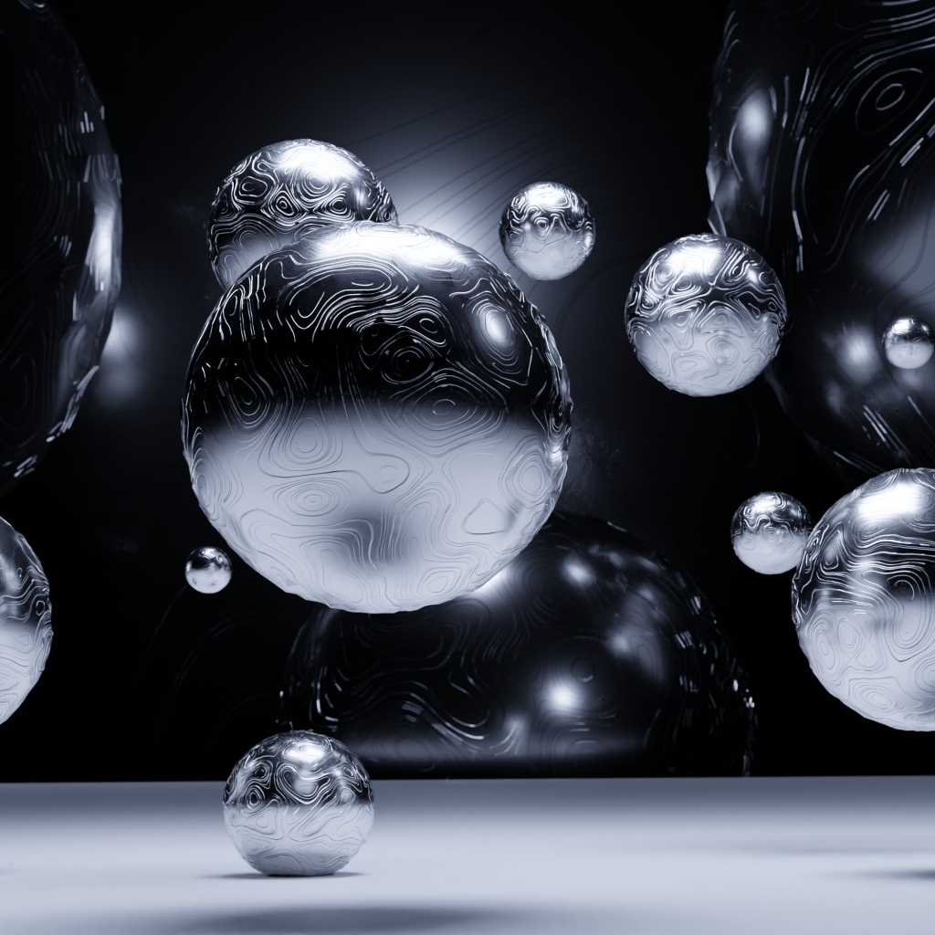 Стальные 3д шары парят в воздухе