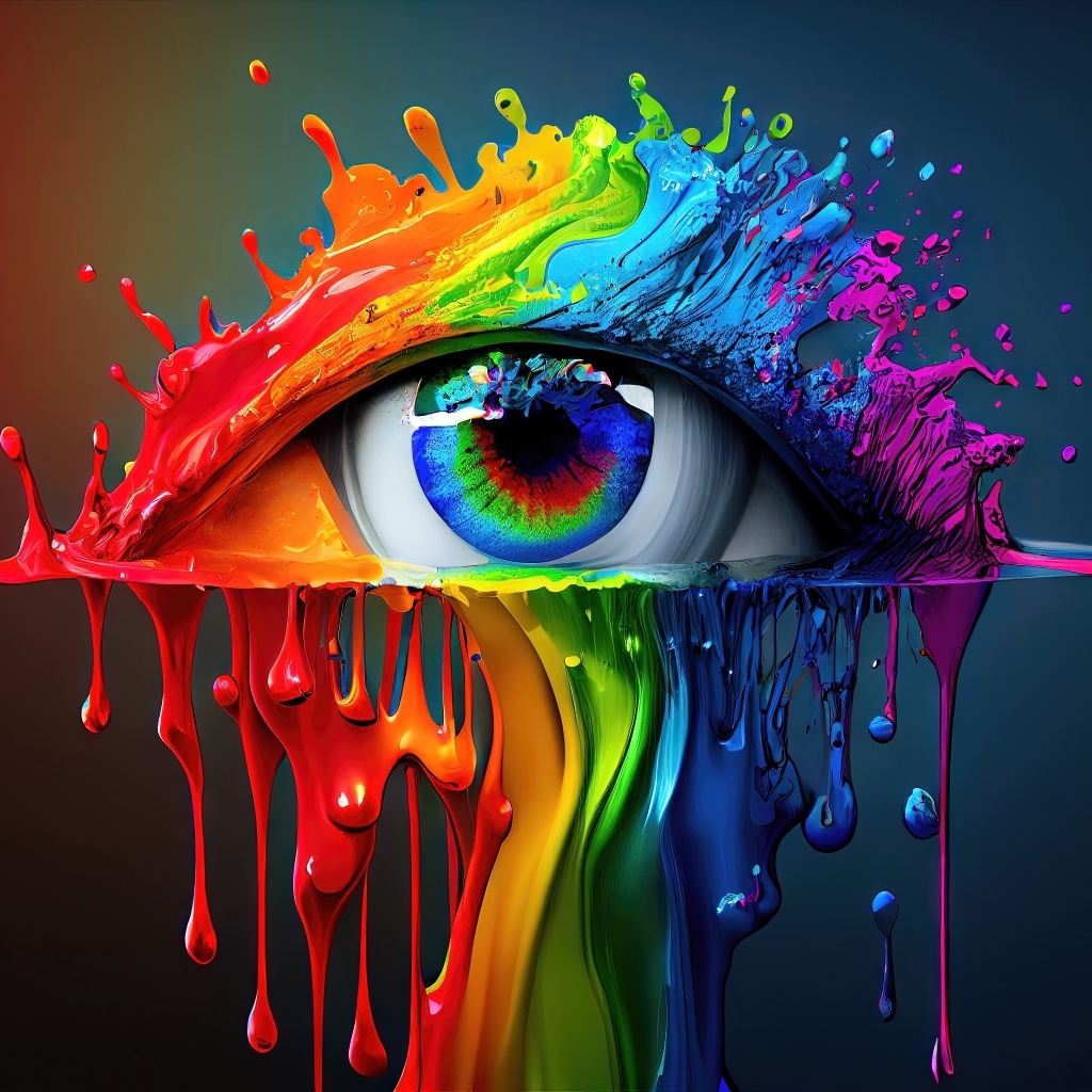 Глаз нарисован разноцветными красками