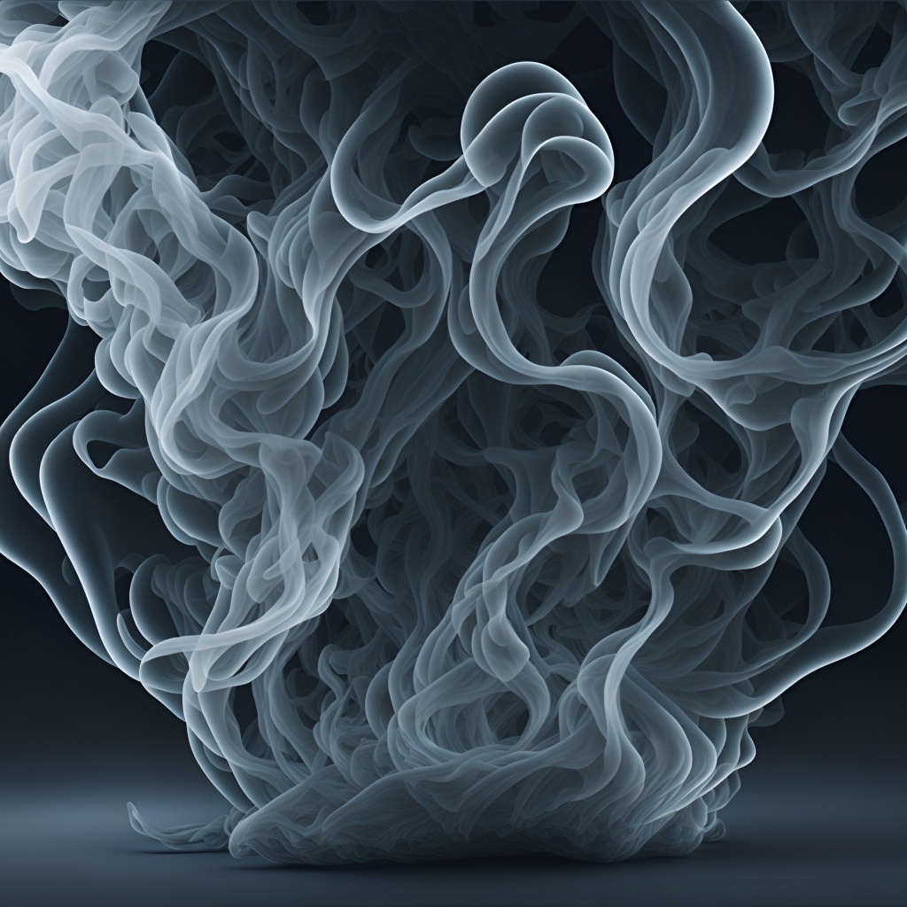 Густой белый дым на сером фоне