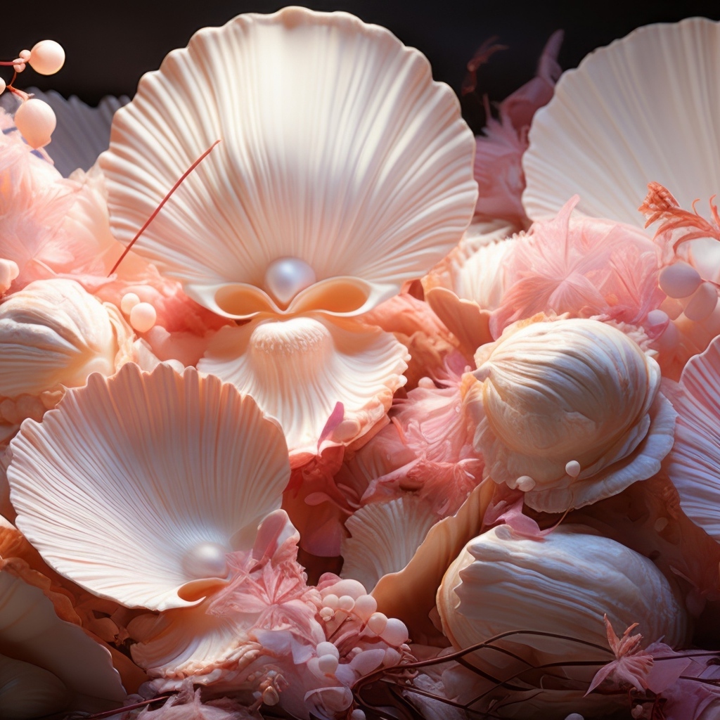 Необычные розовые ракушки с жемчужинами