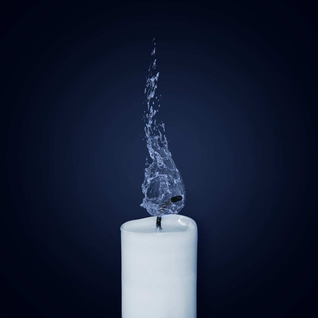 Водяное пламя белой свечи 3д графика
