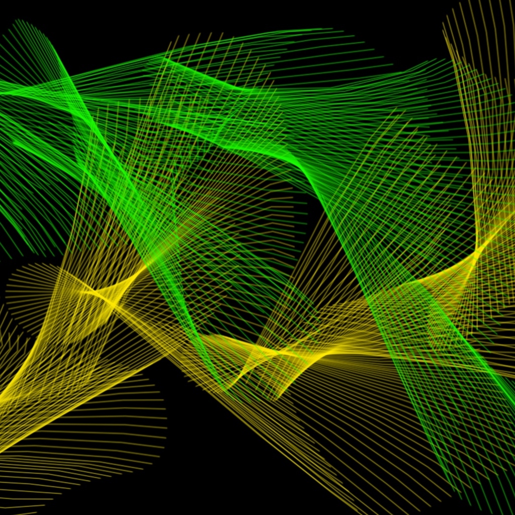 Желтая и зеленая абстрактная сетка на черном фоне