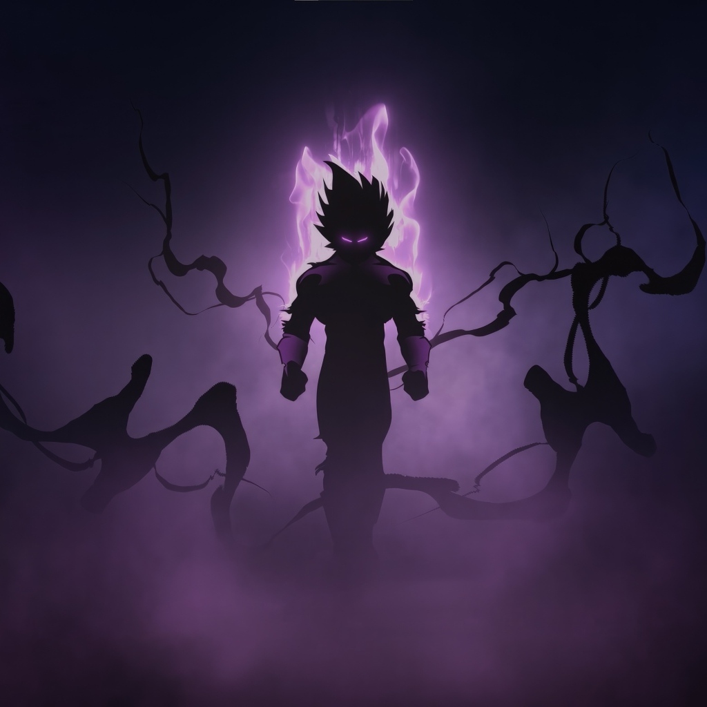 Персонаж аниме в неоновом свете