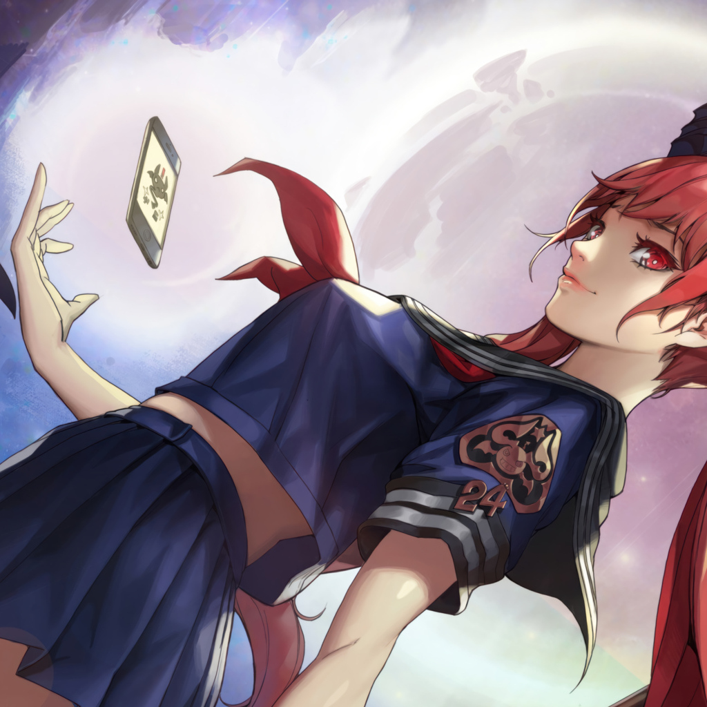 Аниме демон с большими рогами