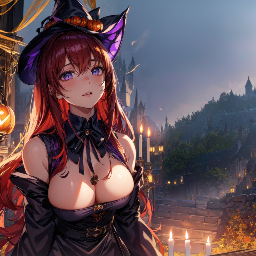 Anime girl in a witch costume