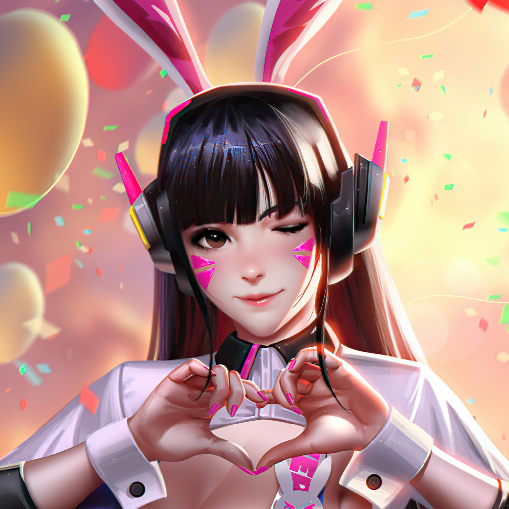 Девушка аниме показывает руками сердце