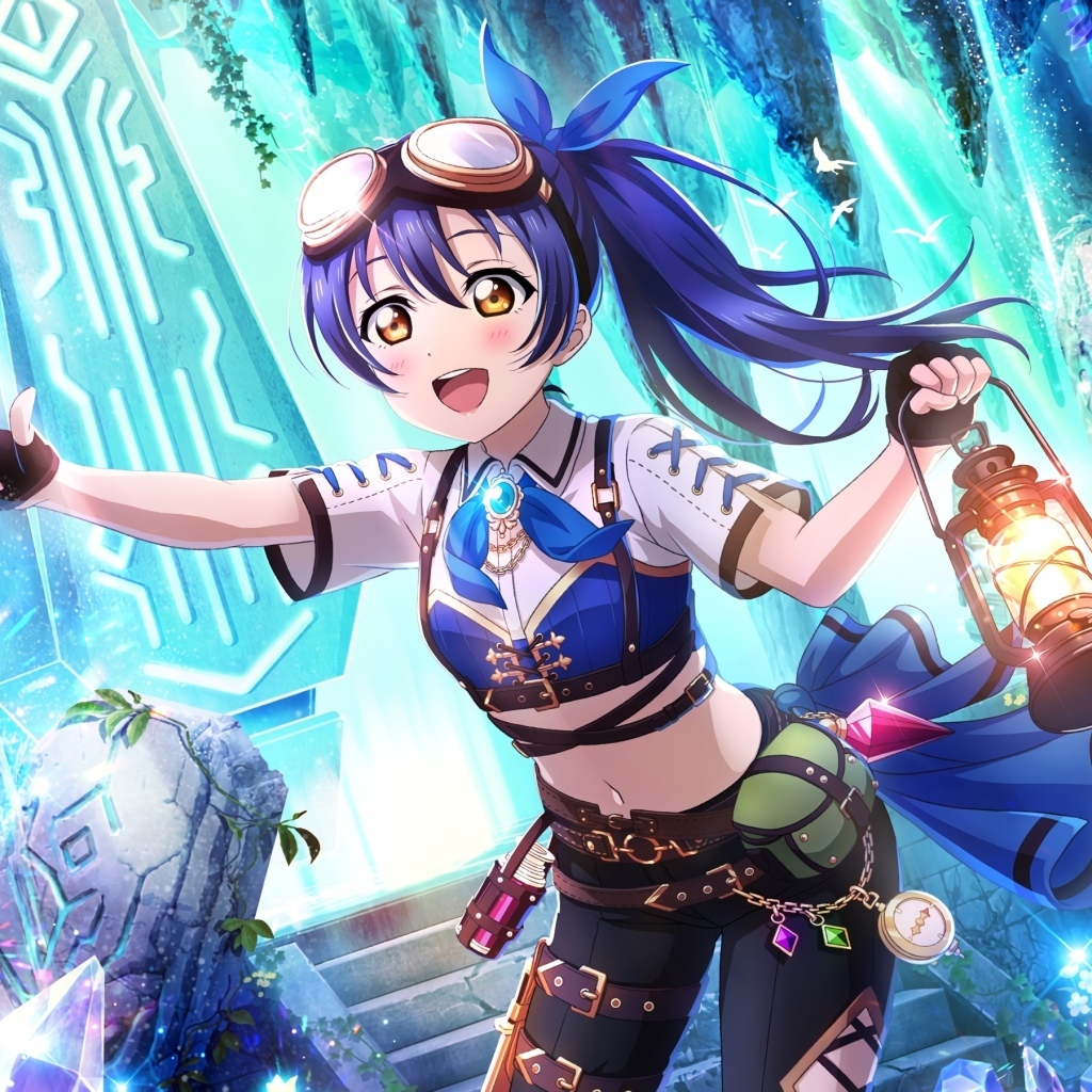 Девушка аниме с фонарем в руке