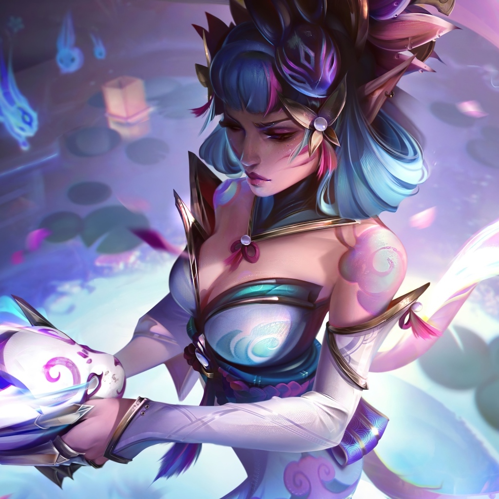 Девушка аниме с маской в руках