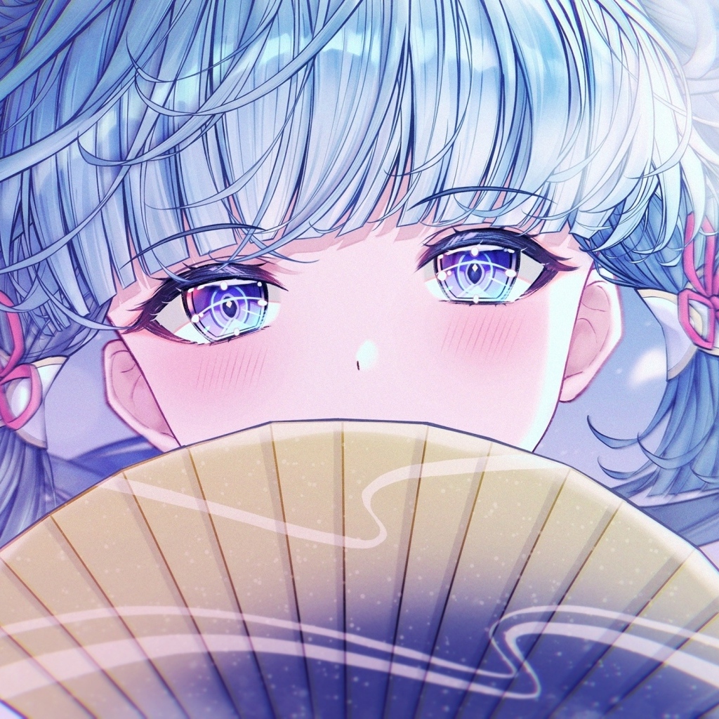 Девушка аниме с большими голубыми глазами