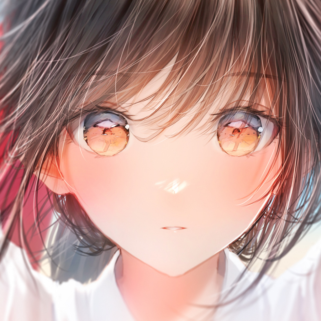 Большие карие глаза девушки аниме