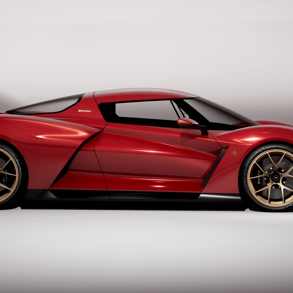 Красный автомобиль Bizzarrini The Giotto вид сбоку