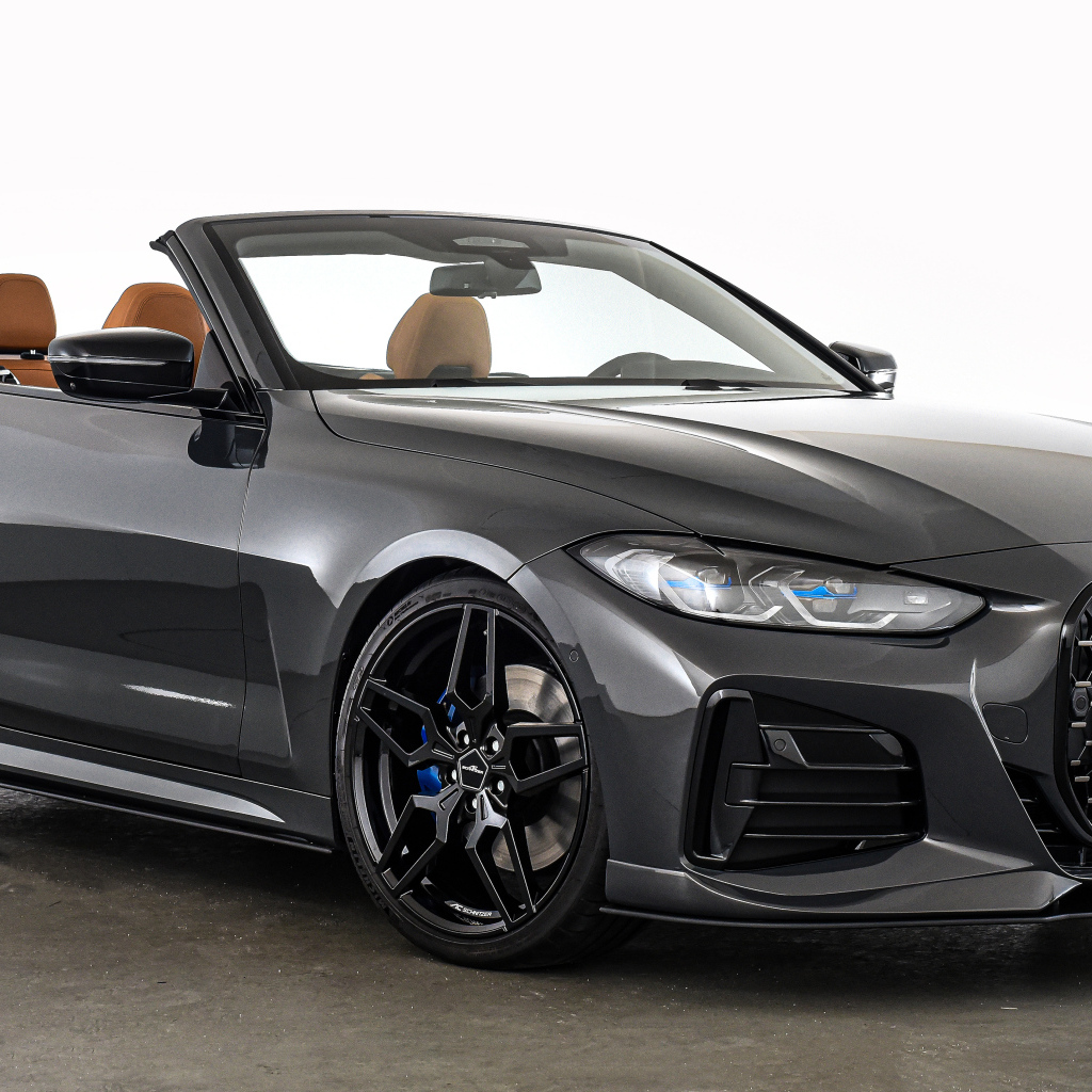 Серебристый кабриолет BMW 4 Series Cabrio 2021 года