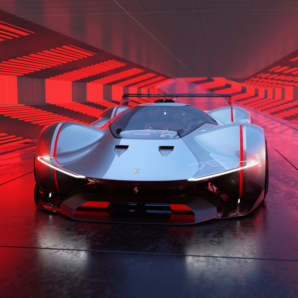 Вид спереди на автомобиль Ferrari Vision Gran Turismo