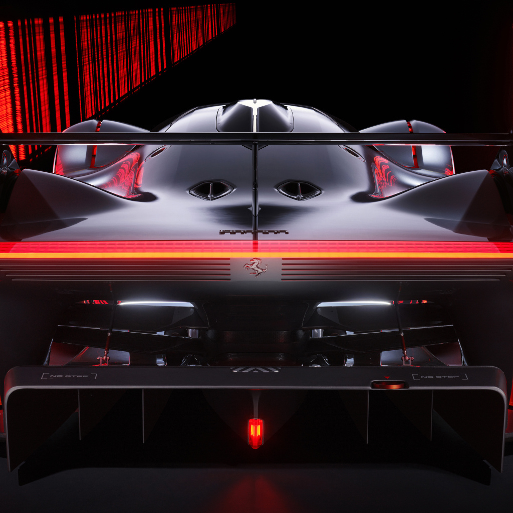 Крупный план сзади на автомобиль Ferrari Vision Gran Turismo
