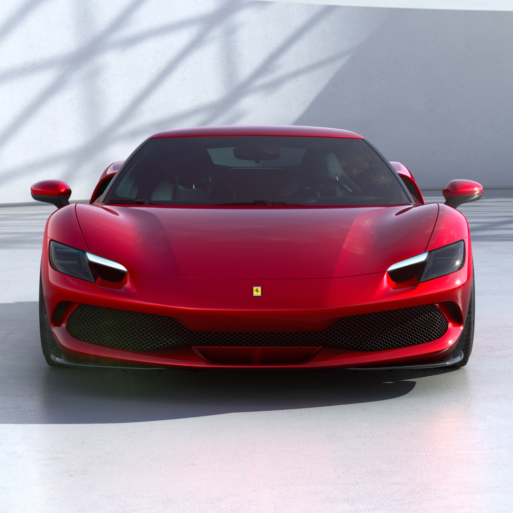 Красный Ferrari 296 GTB 2022 года вид спереди