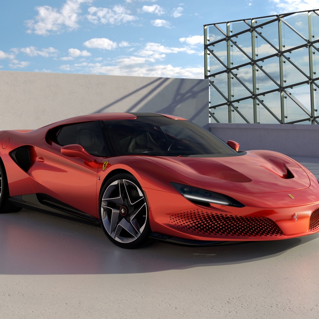 Красный спортивный автомобиль Ferrari SP48 Unica