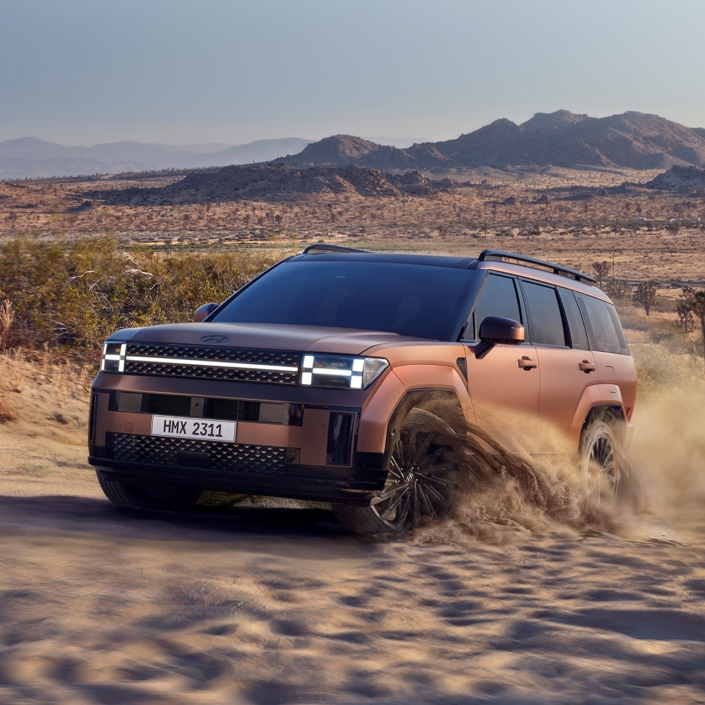 Внедорожник Hyundai Santa Fe 2024 года в пустыне