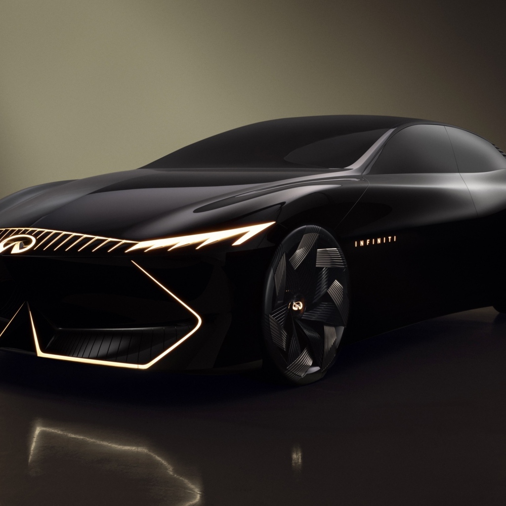 Черный автомобиль Infiniti Vision Qe 2023 года