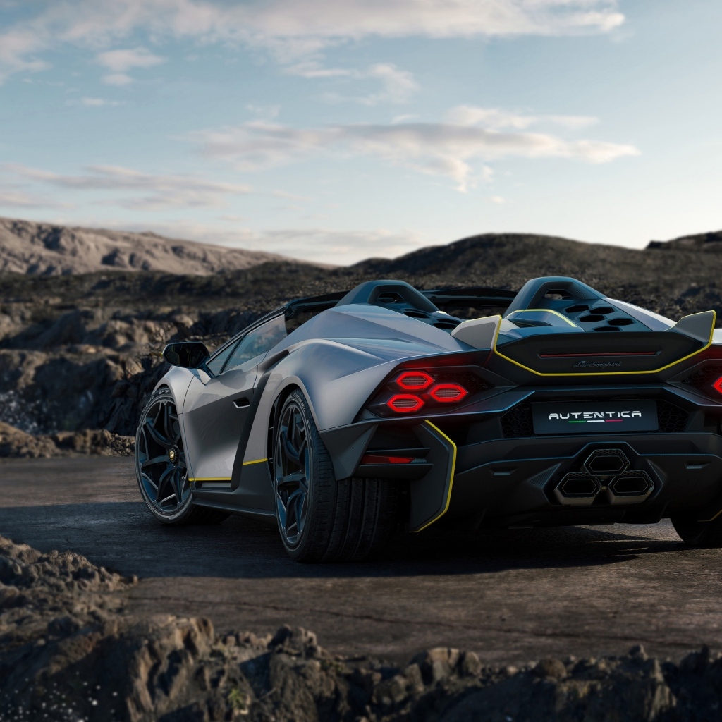 Автомобиль Lamborghini Autentica 2024 года вид сзади