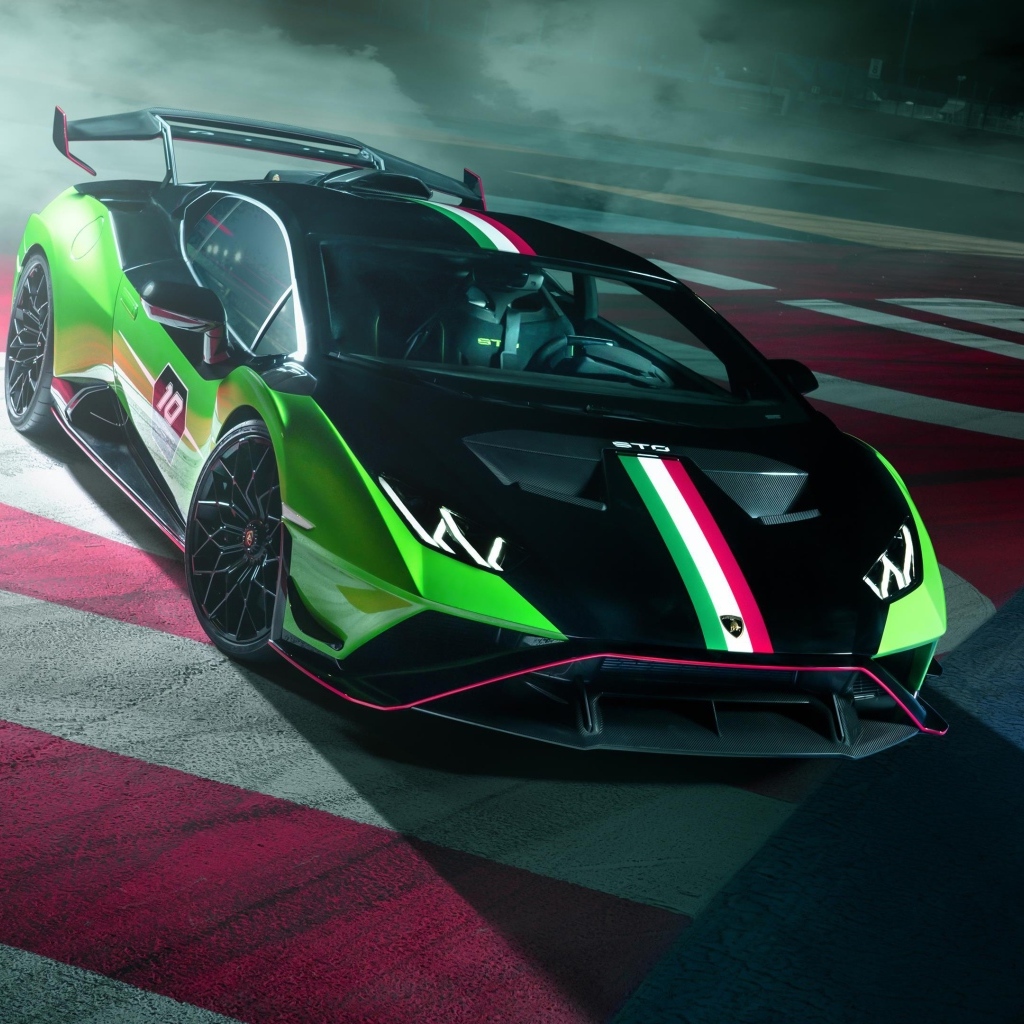 Быстрый автомобиль Lamborghini Huracan STO SC 10 Anniversario