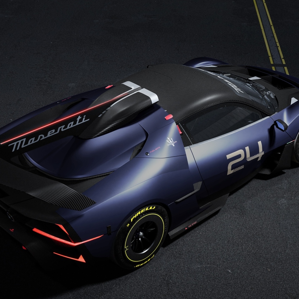 Вид сверху на автомобиль Maserati MCXtrema 2024 года