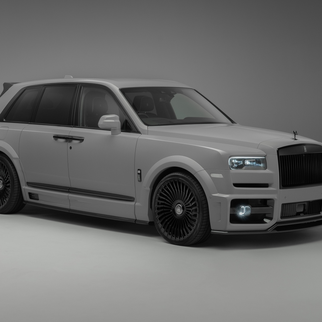 Автомобиль Rolls-Royce Cullinan на сером фоне