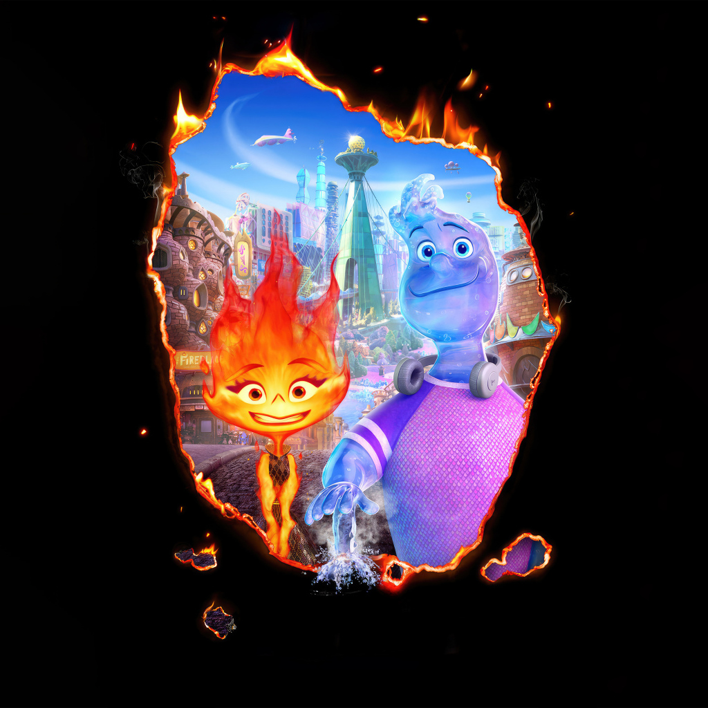 Постер мультфильма Элементарно на черном фоне