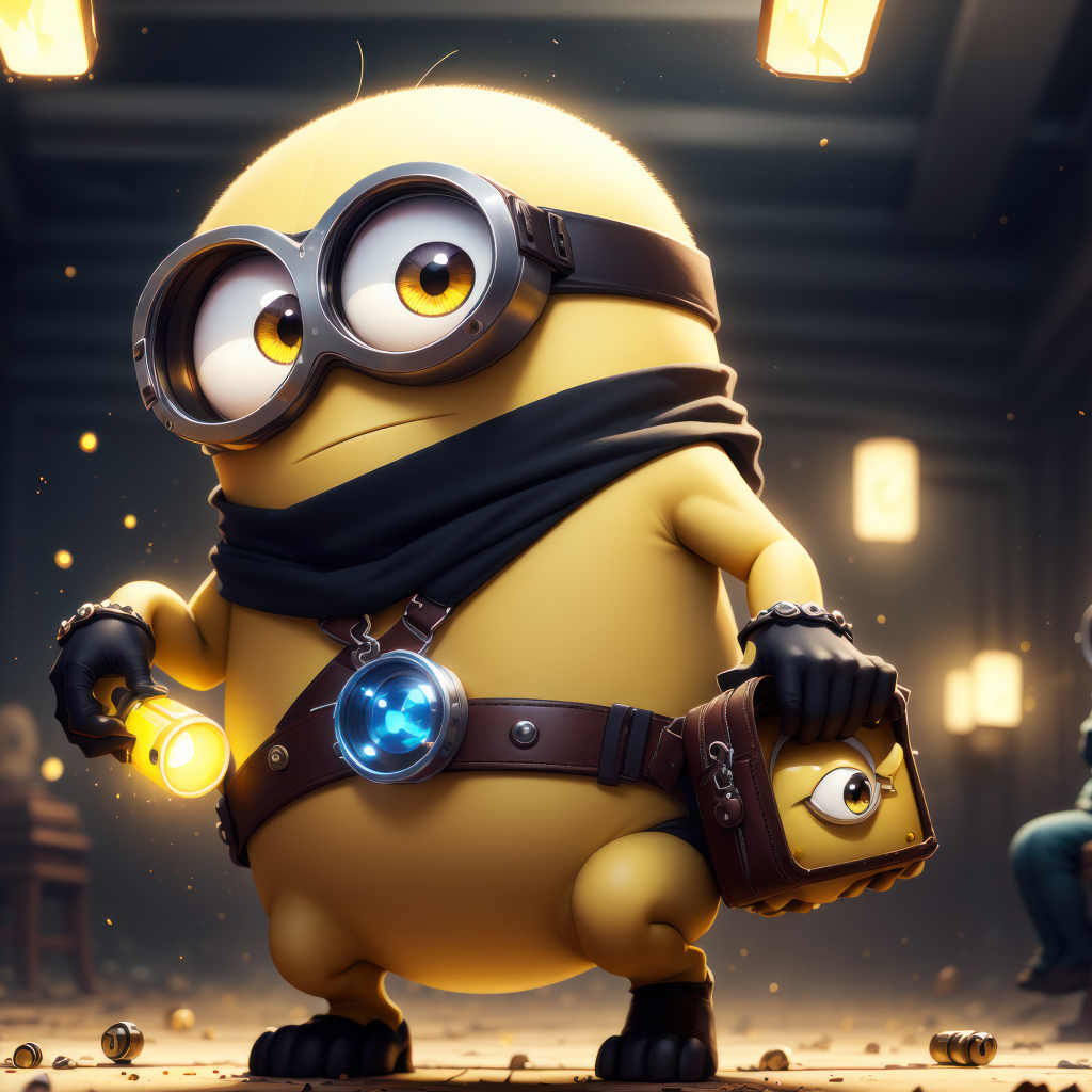 Желтый миньон в комнате