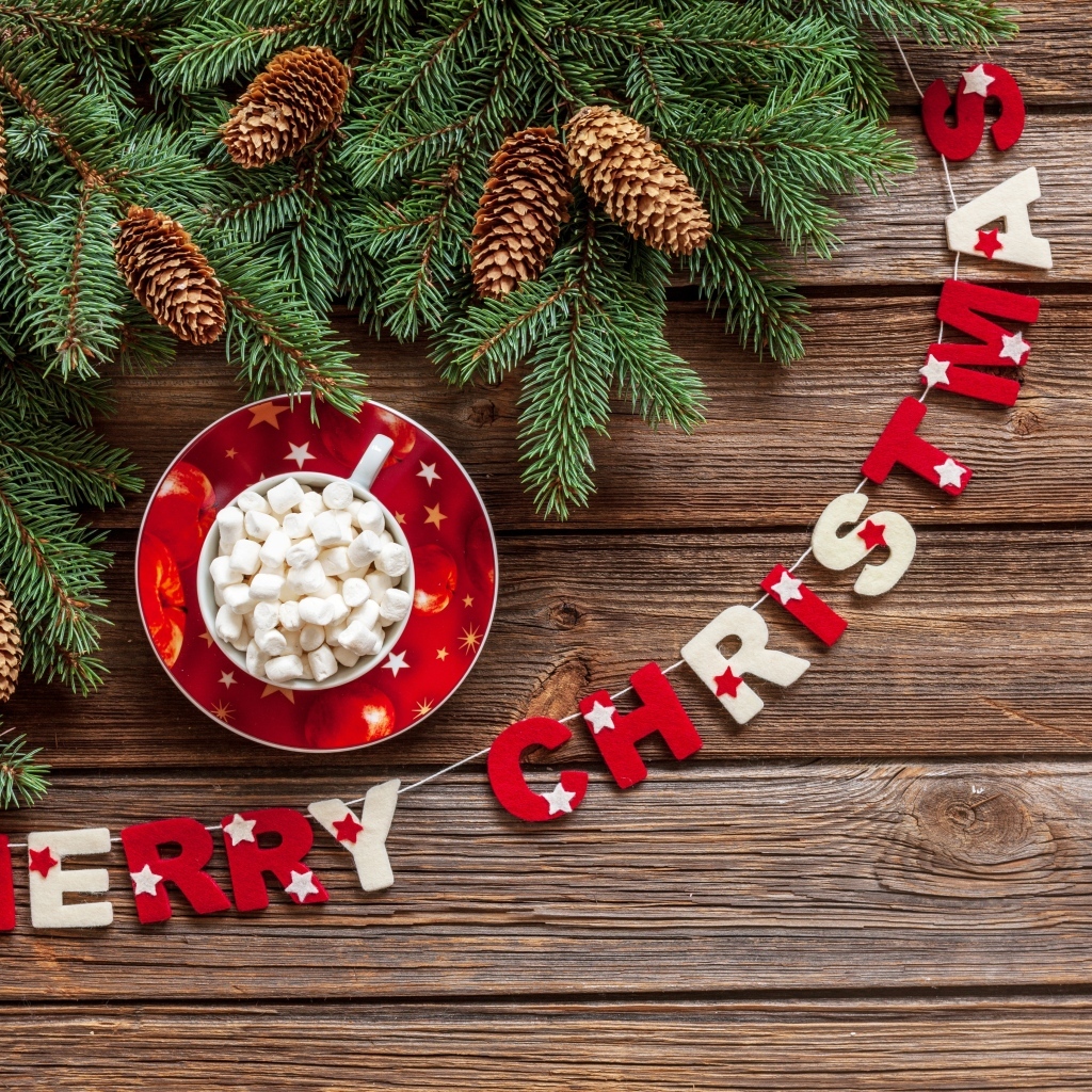 Открытка на Рождество с еловыми ветками