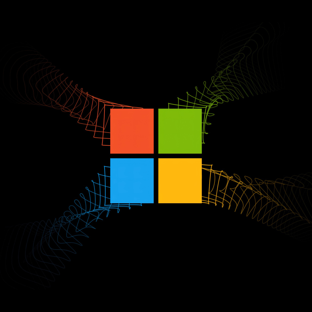 Разноцветный значок windows на черном фоне