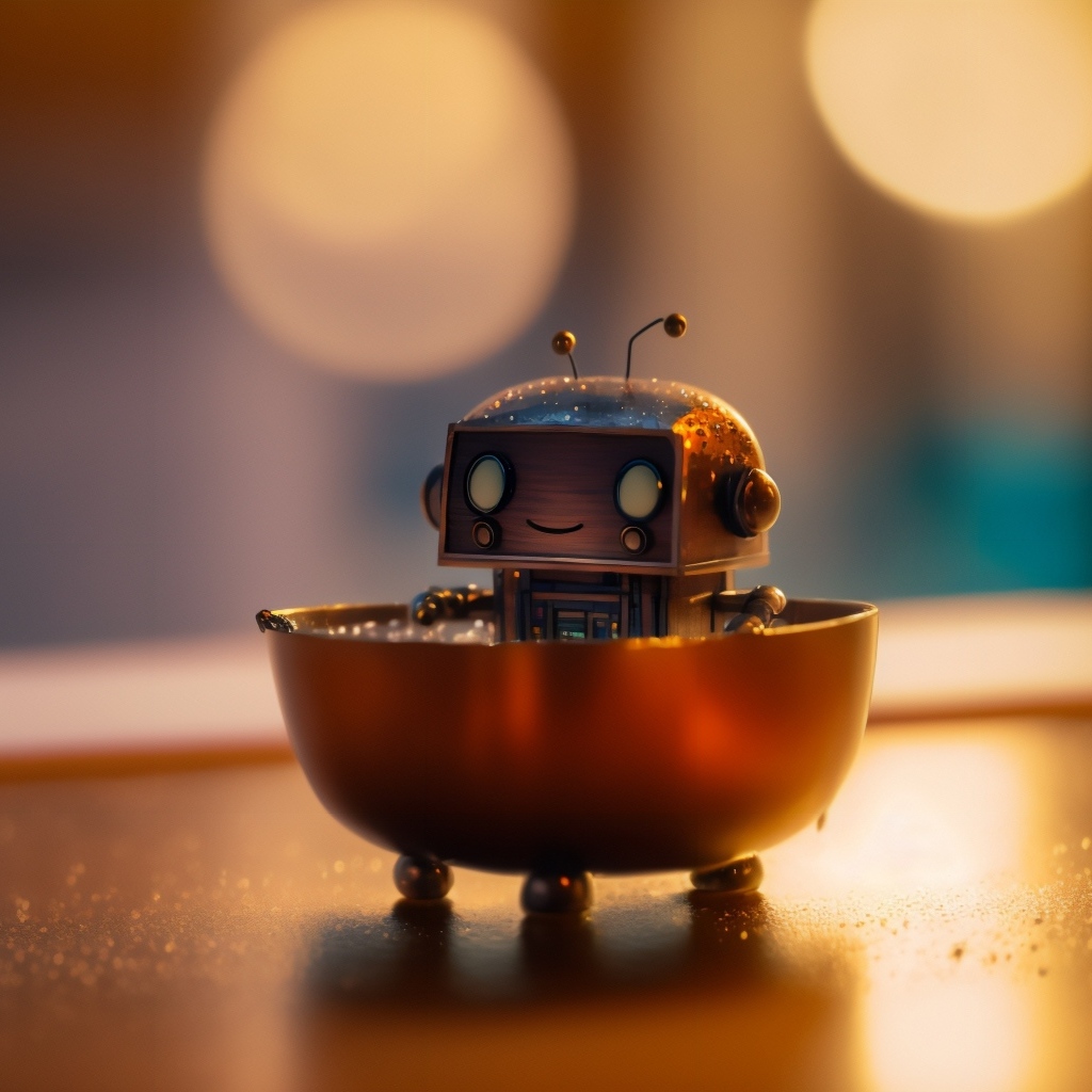 Фигурка маленького робота на столе