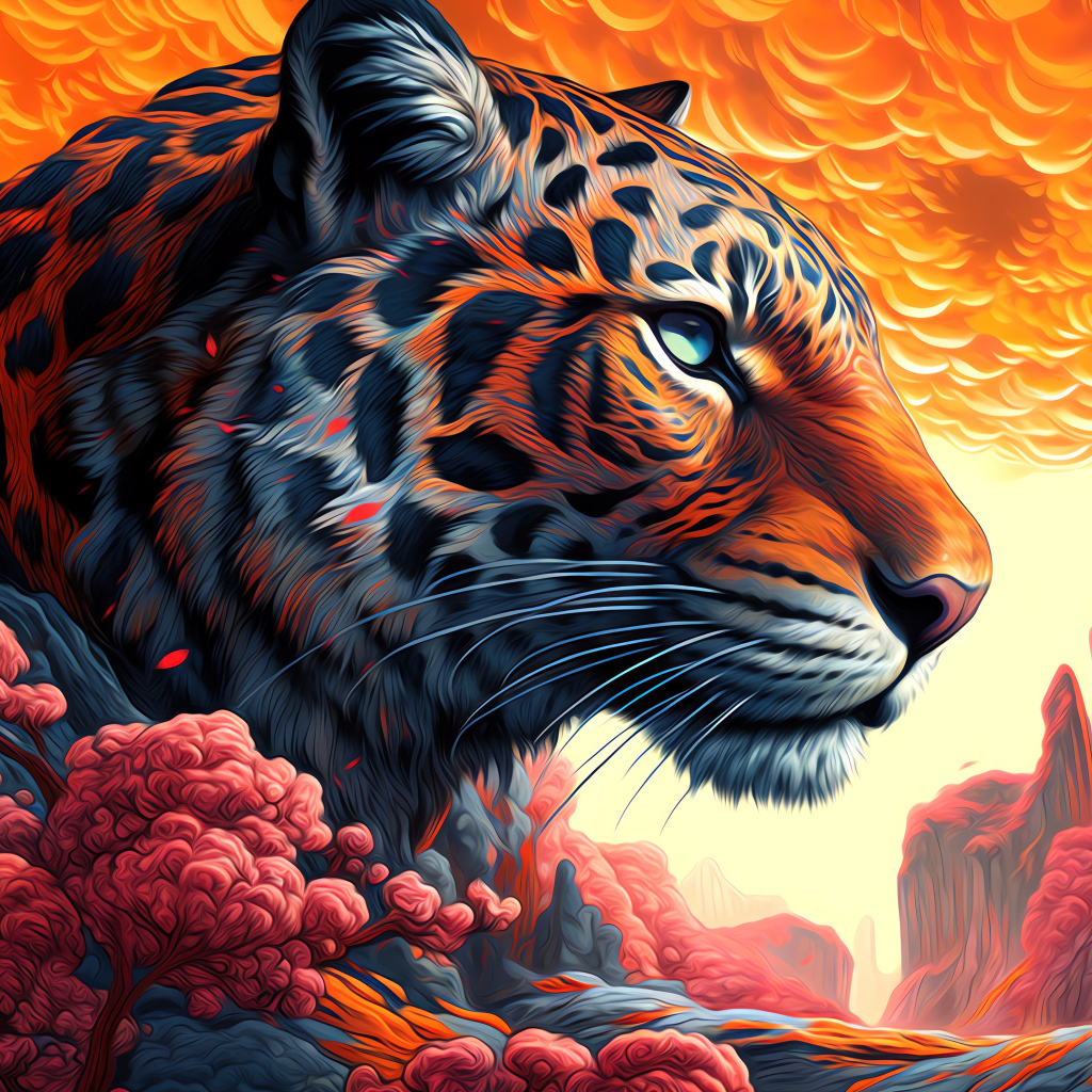 Красивый нарисованный пятнистый леопард