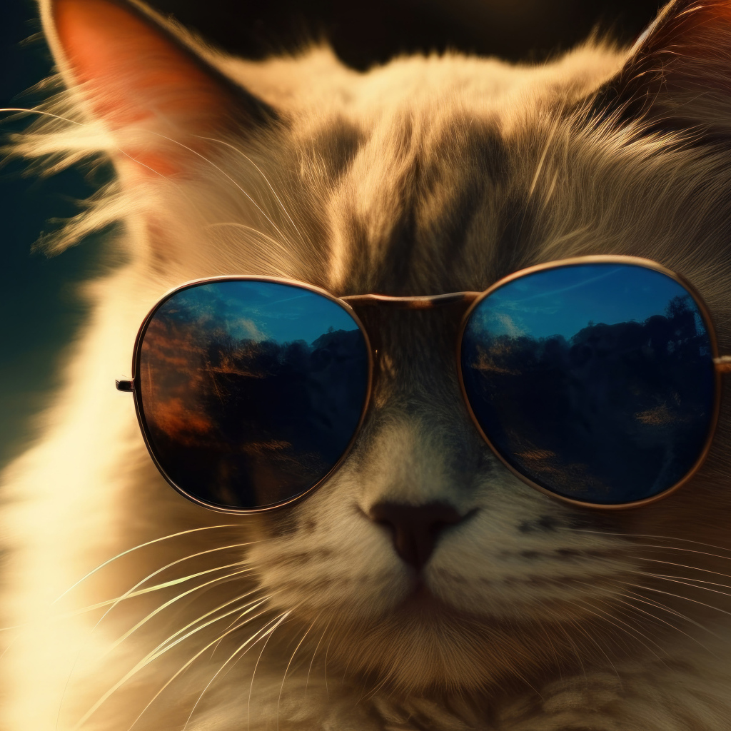 Кот в черных солнцезащитных очках