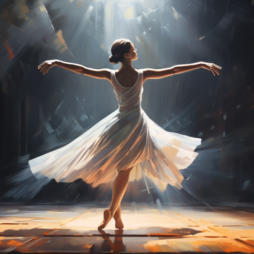 Нарисованная девушка балерина в белом платье