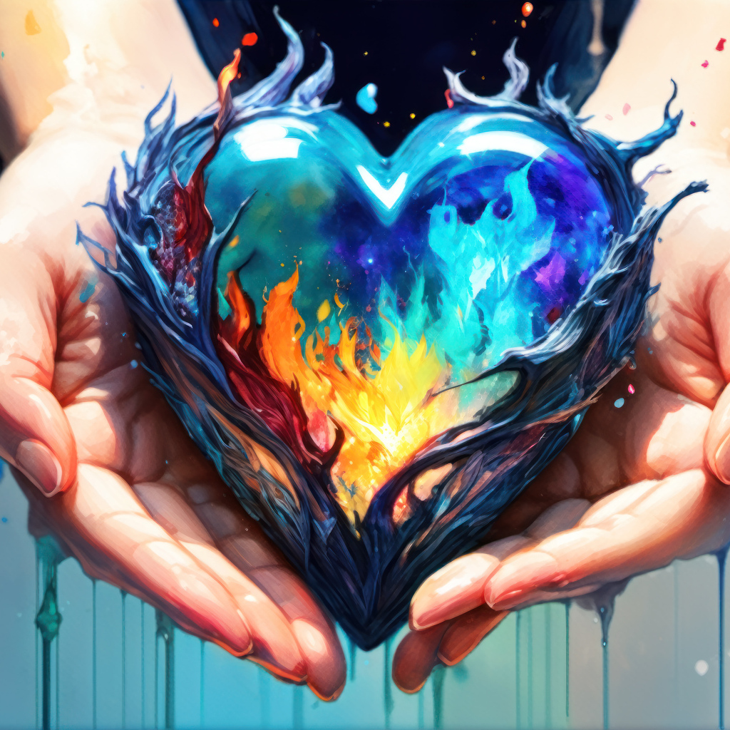 Нарисованное сердце в ладонях