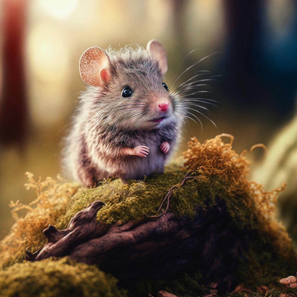 Маленькая мышь в лесу 