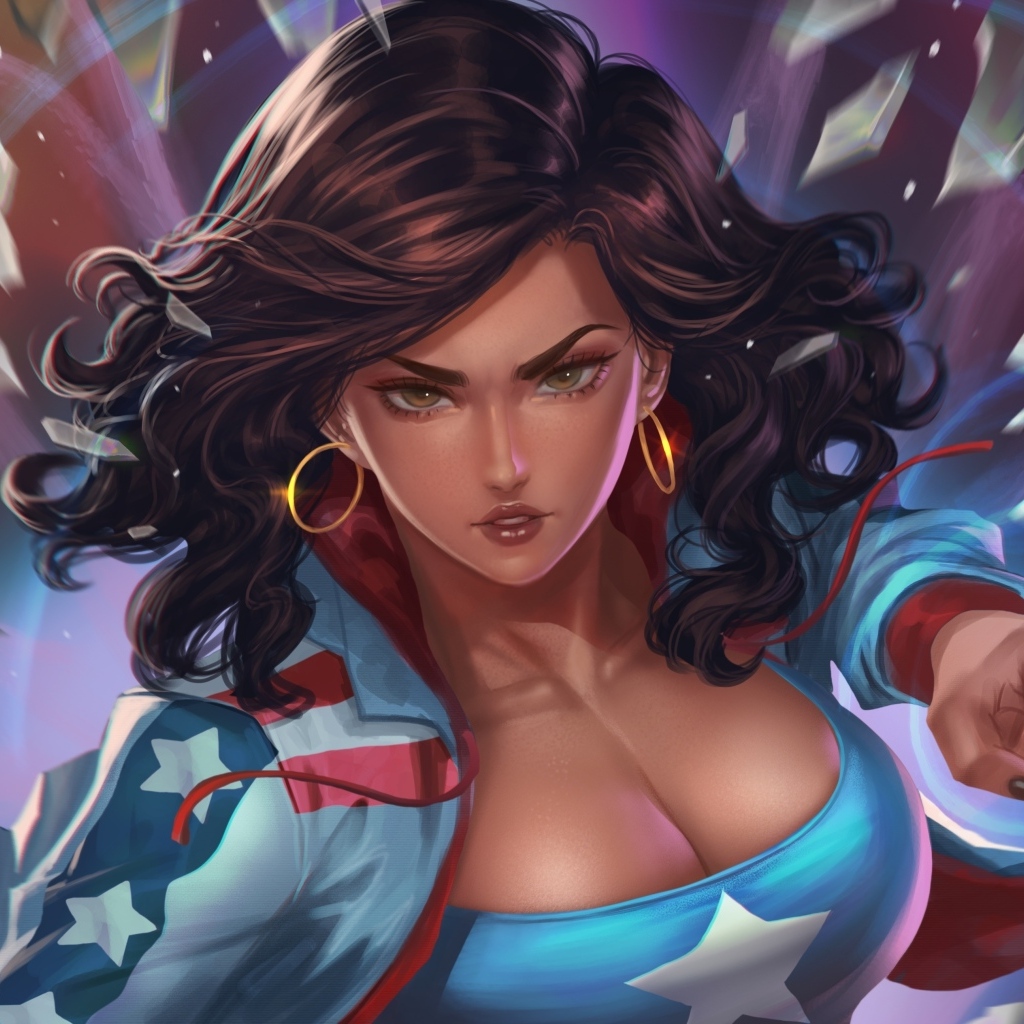 Фантастическая нарисованная девушка супергерой