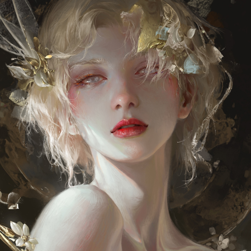 Красивая фантастическая девушка блондинка с голубыми глазами