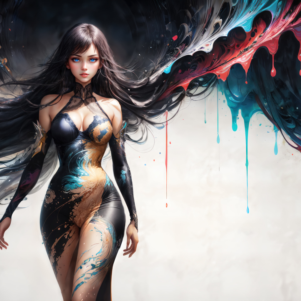 Красивая фантастическая девушка в краске