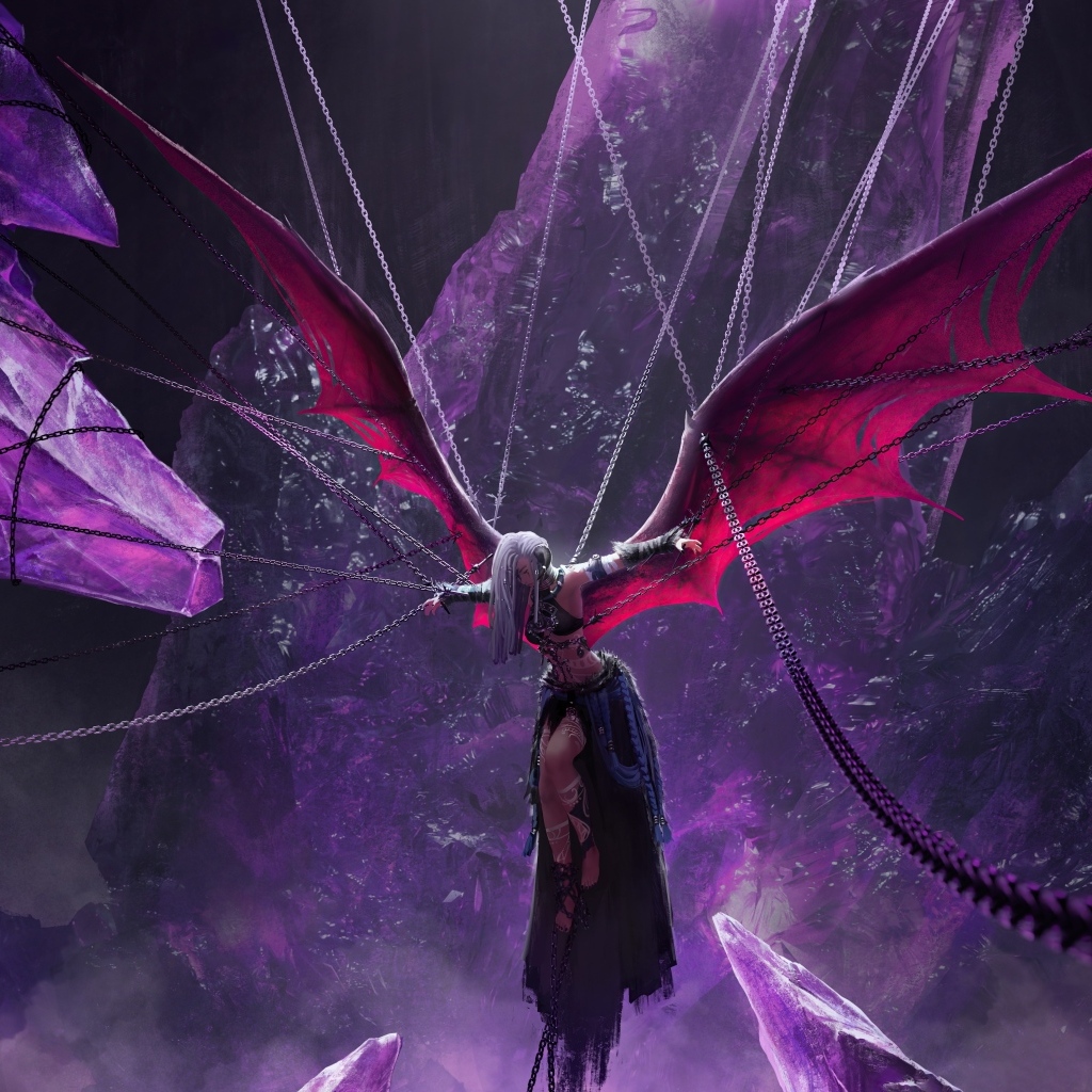 Девушка демон прикована к цепям