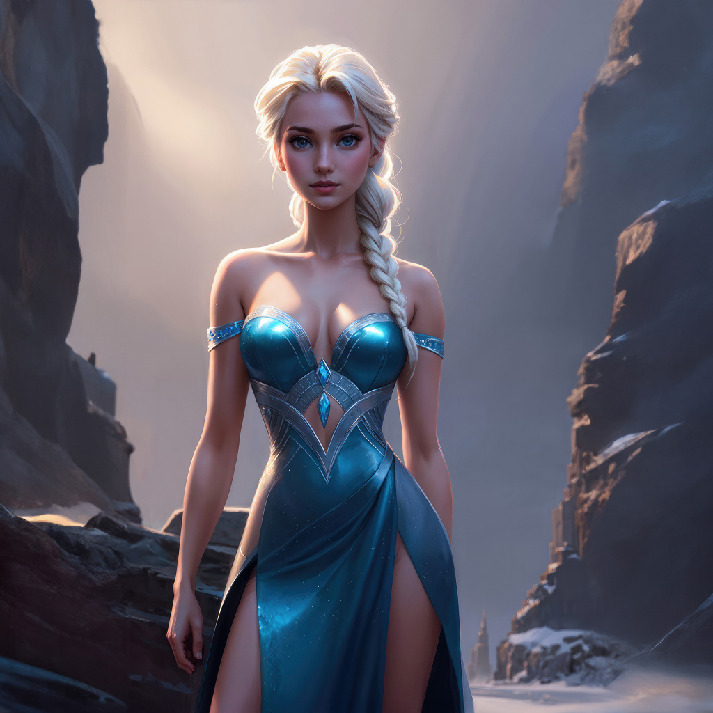 Девушка Эльза в голубом платье