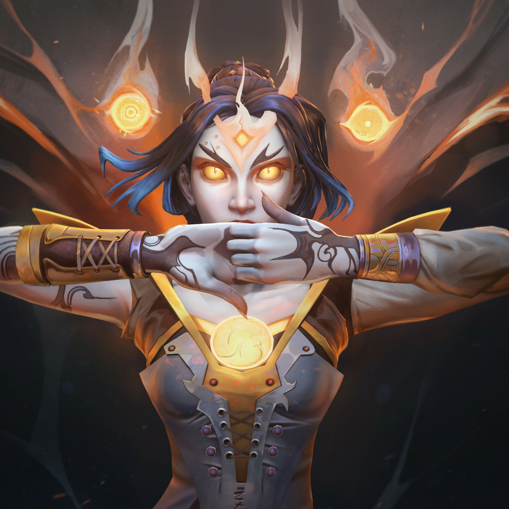 Фантастическая девушка демон на черном фоне