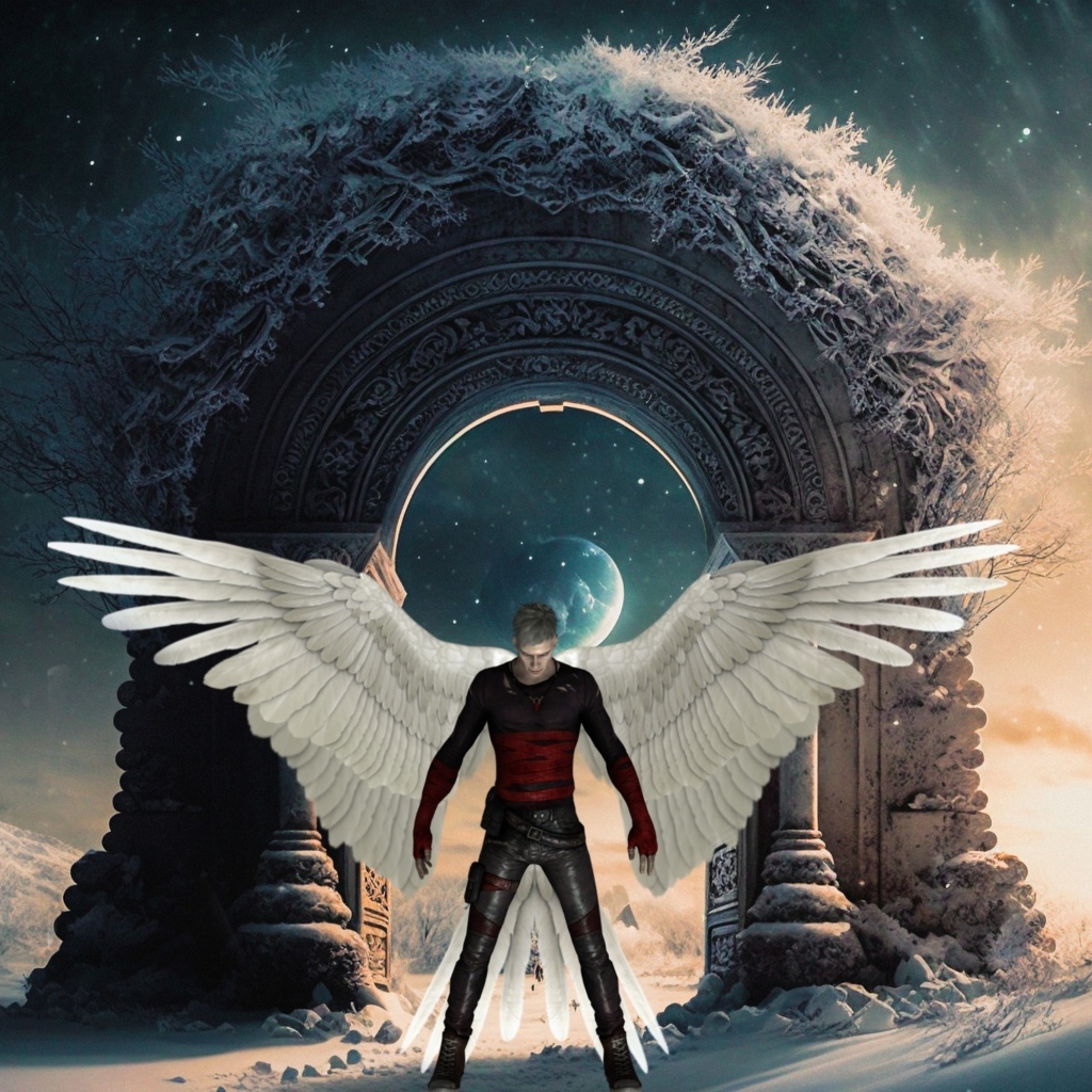 Фантастический мужчина с крыльями ангела